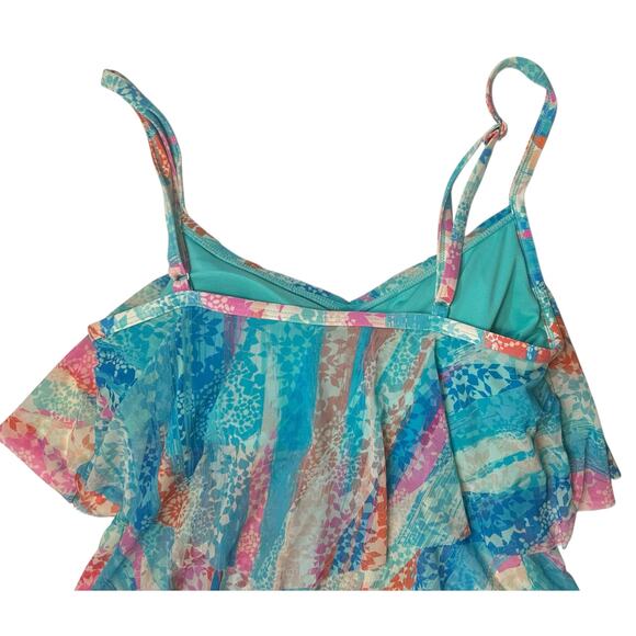 2/$15 Beach House Portia Tiered Mesh Tankini Swim Top Padded Shelf Bra Size 6 - Picture 7 of 10